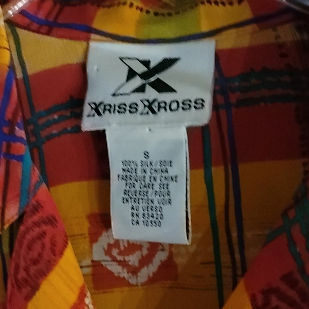 NWT Xriss Xross Silk Multi Color Shirt - Picture 3 of 7